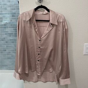 Gold Satin Button Up Shirt